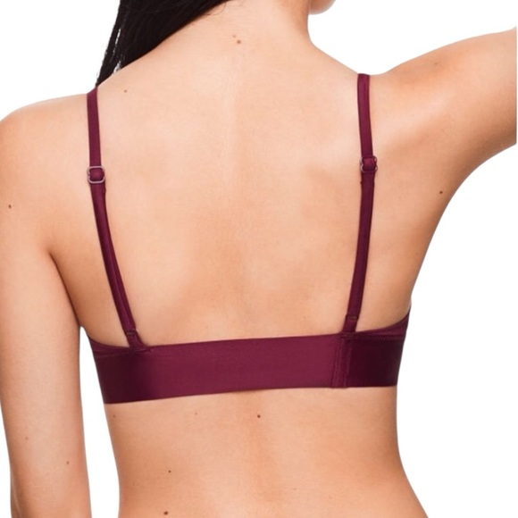 Victoria's Secret PINK Bonded Scalloped plunge Bralette Burgundy Size L #2013 - Picture 3 of 8